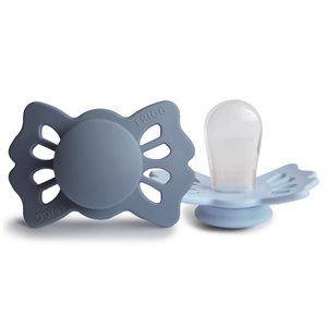 FRIGG Lucky - Symmetrical Silicone 2-Pack Pacifiers - Slate/Powder Blue - Size 1